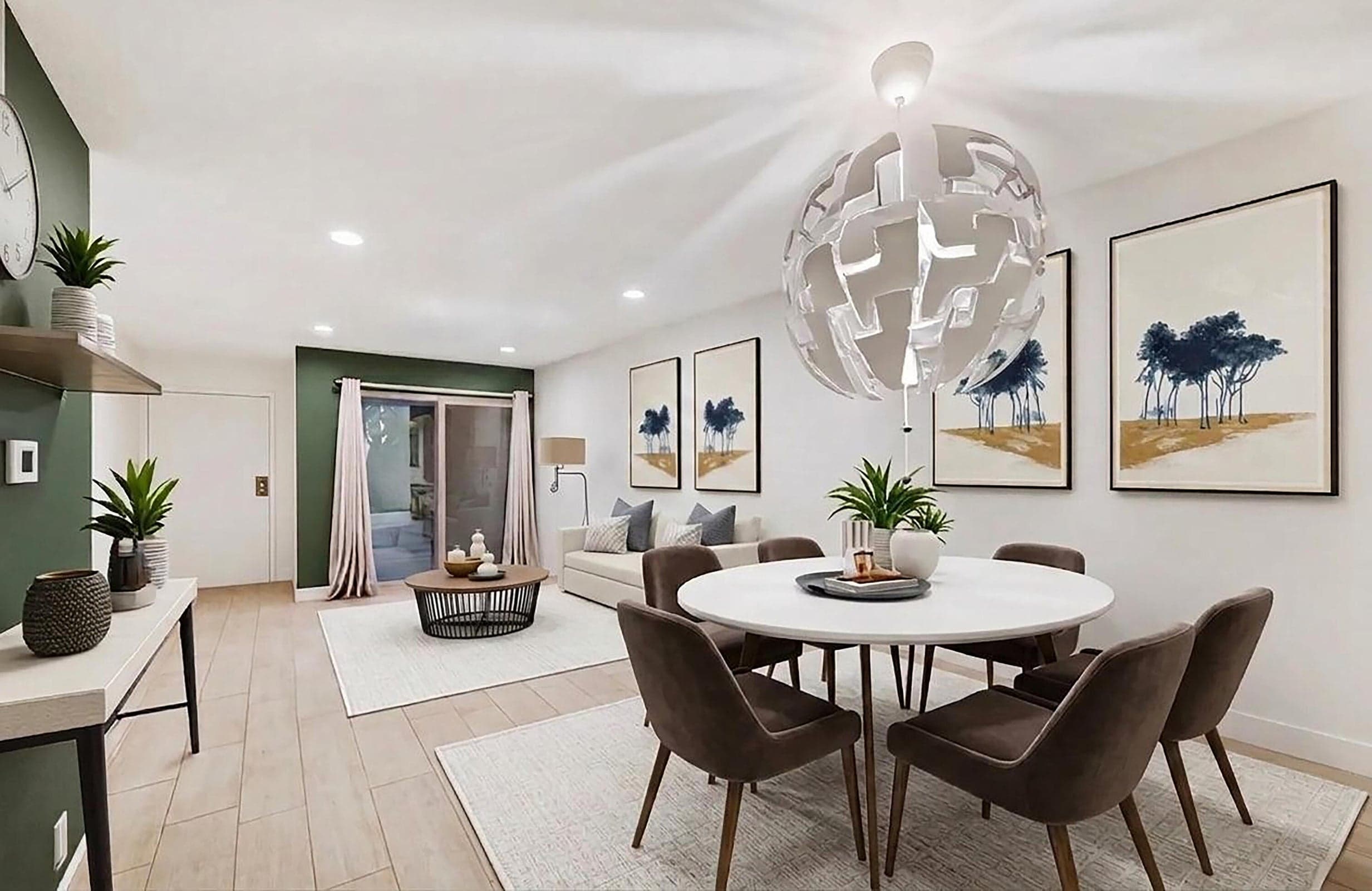 Dining room /Living Room virtually staged with Ai