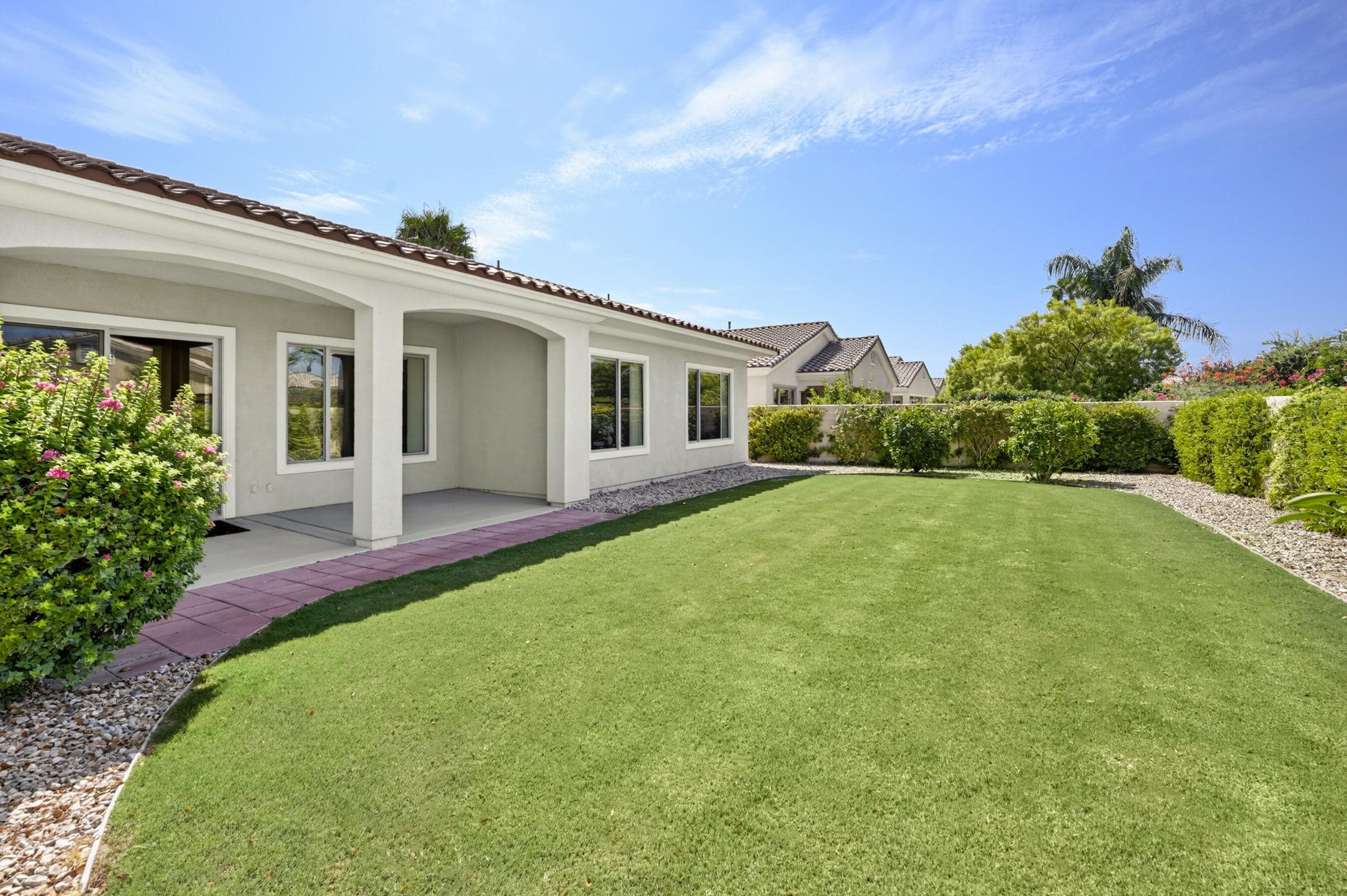 Large open area in backyard.