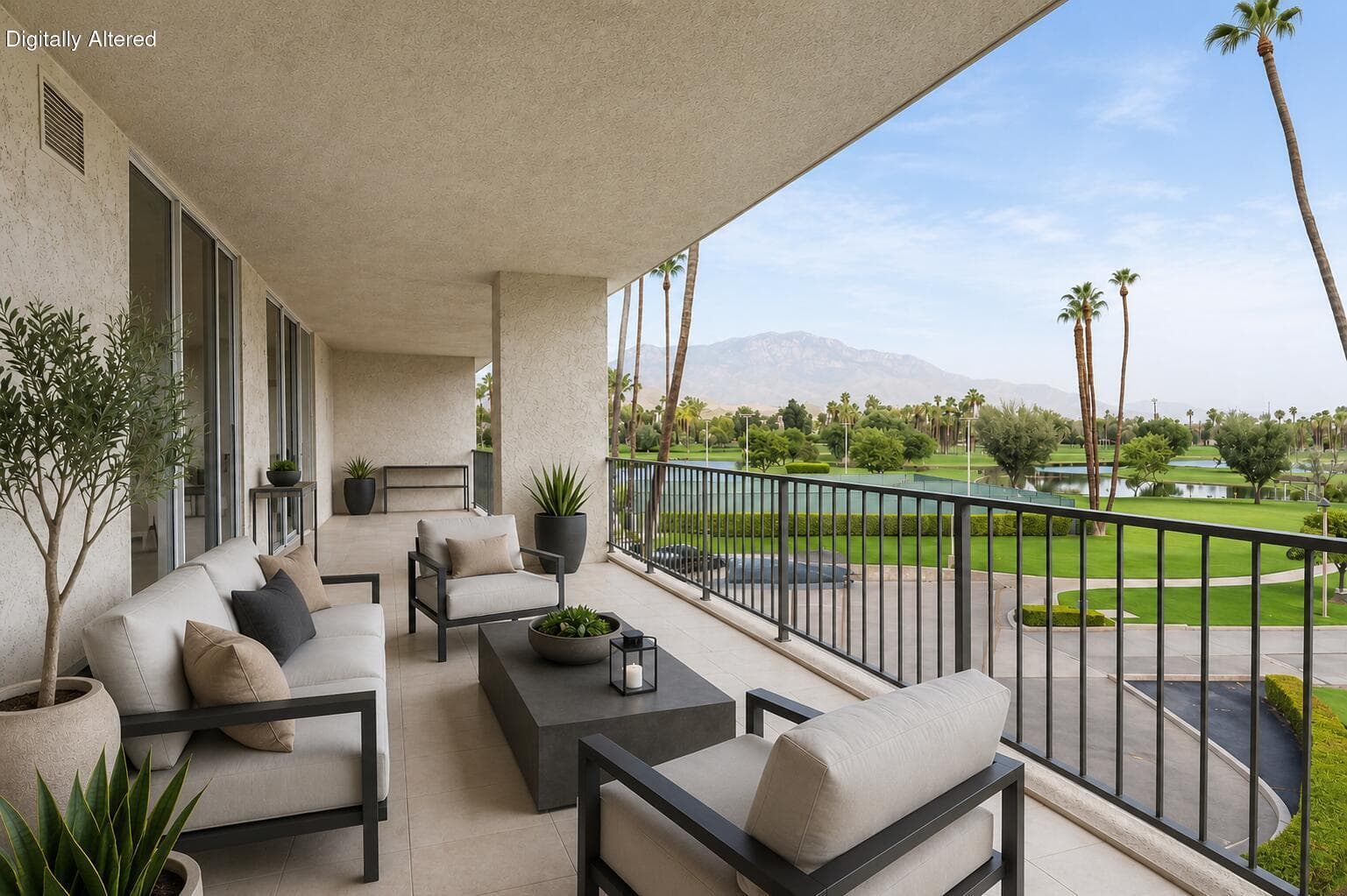 Virtually staged terrace - same amazing view!