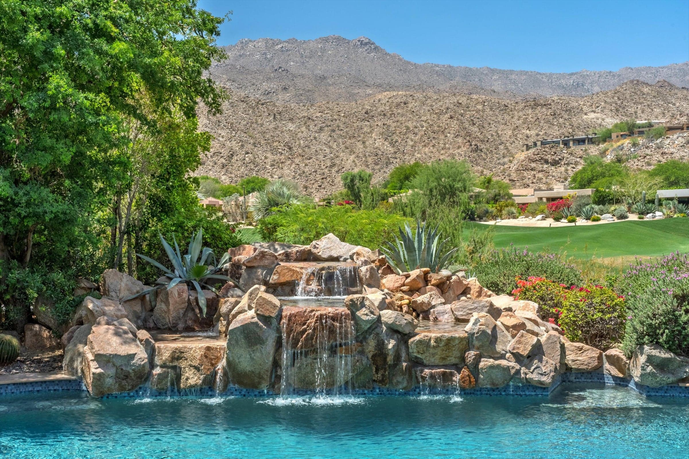 Backyard with pool, spa and amazing mountain views